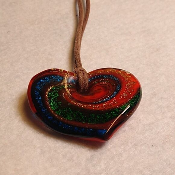 Colorful Swirling Heart Pendant Necklace - Picture 3 of 5